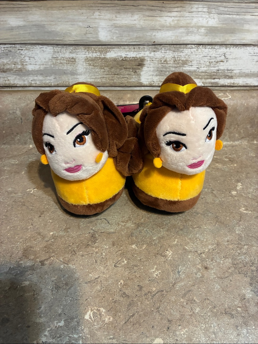 Disney Size 9/10 Belle Plush Slippers - Yellow & Brown Disney Princess